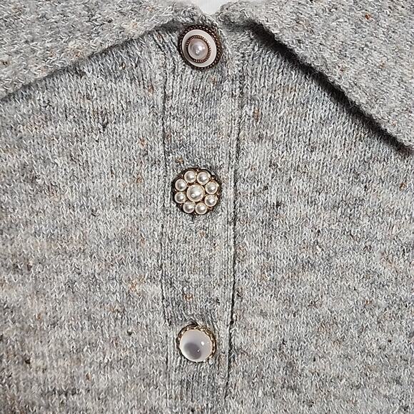 Heartloom Gray Heather 3 Button Collared Sweater - Picture 4 of 7